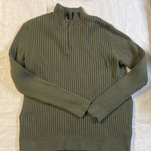 Express Men's Olive Green Ribbed Sweater. Size Large.